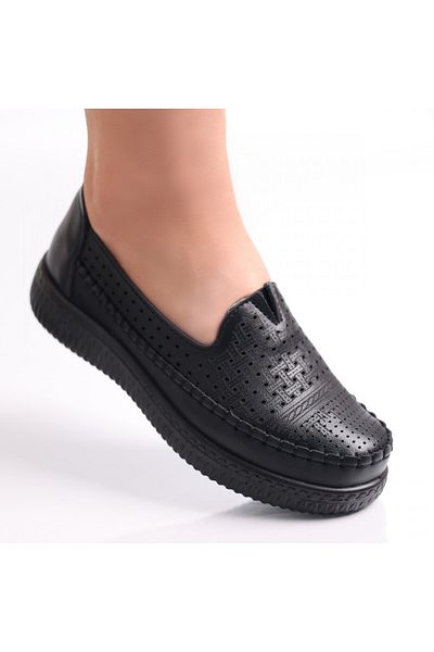 MODA STİL Women's Casual Shoes Black Made of Organic Leather Garena, 39