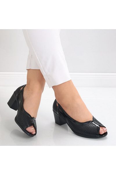 MODA STİL Women's Black Heeled Shoes Made of Ecological Leather Lerena, 37