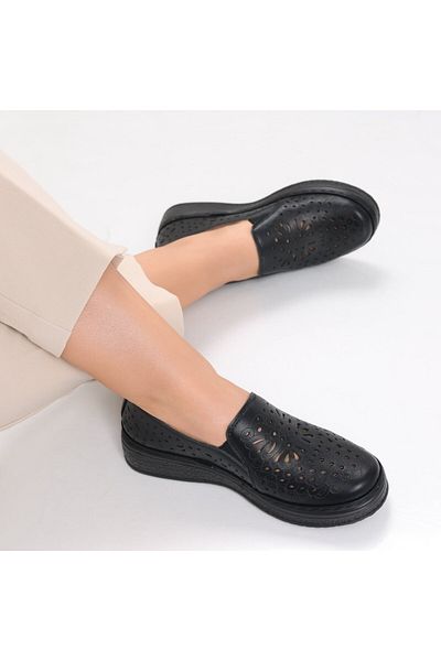 MODA STİL Women's Casual Black Shoes Made of Acona Eco-Leather, 36