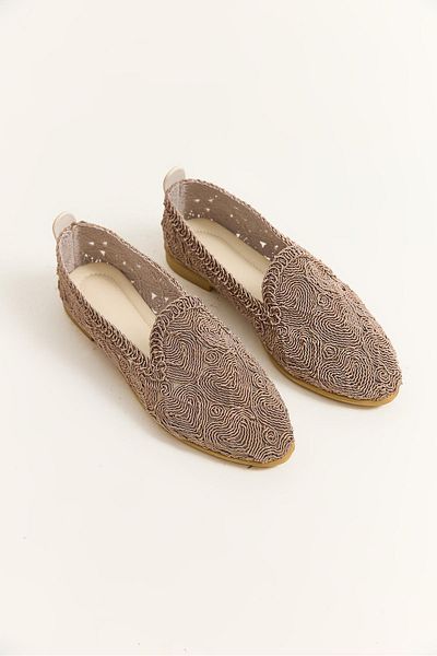 Raneel Kazançlı Alışveriş Knitted Model Women's Ballerina Shoes Mink