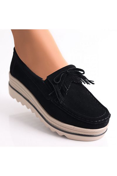 MODA STİL Women's Black Suede Platform Shoes Asion, 36