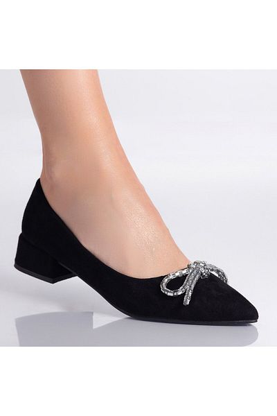 MODA STİL Women's Black Shoes Made of Ecological Suede Leather Mirvat, 37