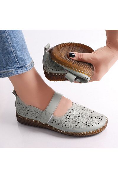 MODA STİL Women's Casual Green Shoes Made of Amata Eco-Leather, 41