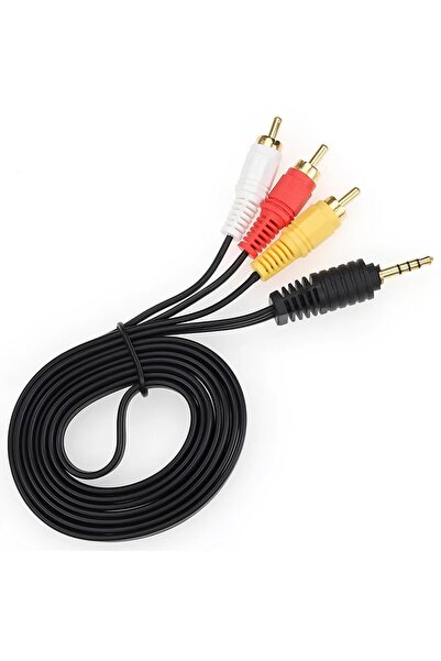 SpeedUF 3.5mm to 3xRCA AV Kablo 1.5m Uzun Jackli Ses Görüntü Kablosu TV Discman