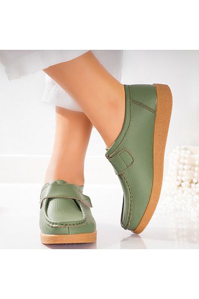MODA STİL Women's casual shoes Green natural leather chloly, 36