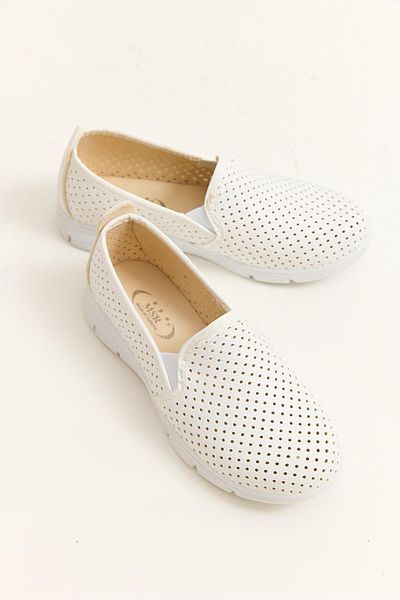 Raneel Kazançlı Alışveriş Perforated Model Women's Ballerina White