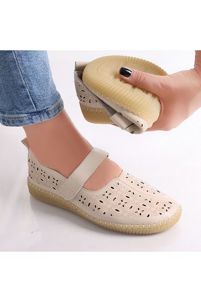 MODA STİL Women's Casual Shoes Beige Made of Amata Eco-Leather, 41