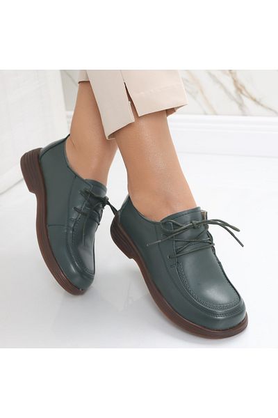 MODA STİL Women's Casual Green Shoes Made of Genuine Leather Esana, 37