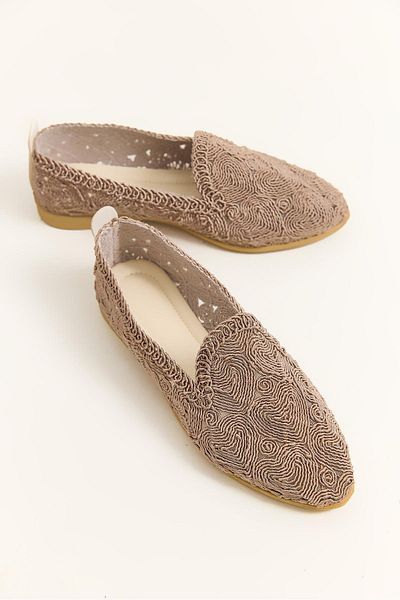 Raneel Kazançlı Alışveriş Knitted Model Women's Ballerina Shoes Mink