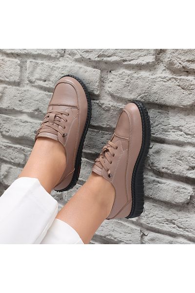 MODA STİL Women's Casual Khaki Shoes Made of Organic Leather Turina, 38