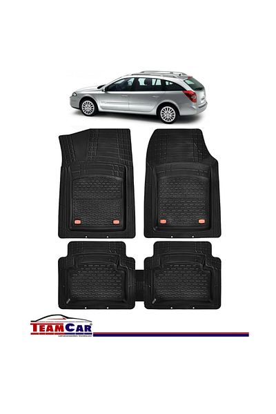 TEAMCAR ® Car Mats Tray Type Compatible Renault Laguna Ii (2001-2007) Black Durable Material