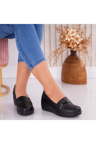 MODA STİL Women's Black Shoes Made of Atnos Eco-Leather, 38