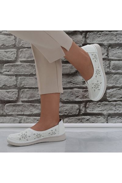 MODA STİL Women's casual shoes, white, made of eco-leather, Ilana, 37