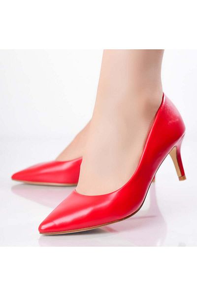 MODA STİL Women's Red Shoes Made of Ecological Leather Dania, 35