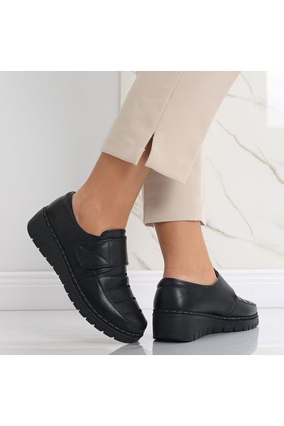 MODA STİL Women's Casual Black Shoes Made of Derana Ecological Leather, 36