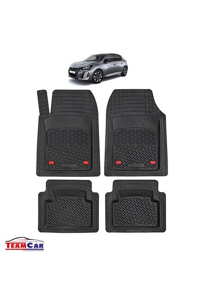 TEAMCAR ® Car Mats Tray Type Compatible Peugeot 208 II (2019-2024) Black, Durable Material