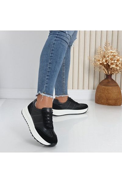 MODA STİL Women's casual shoes, black, made of genuine leather, Bella, 39