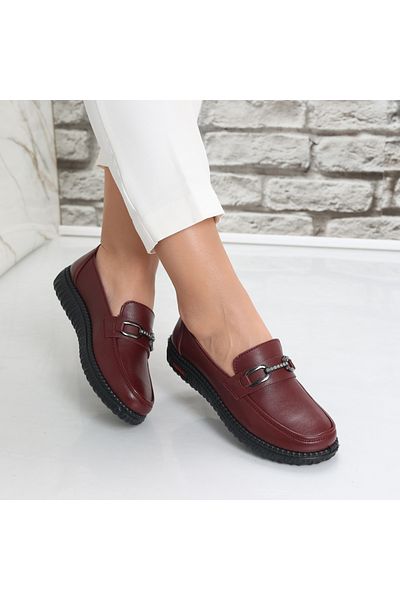 MODA STİL Women's casual shoes Bordeaux made of ecological leather siham, 38
