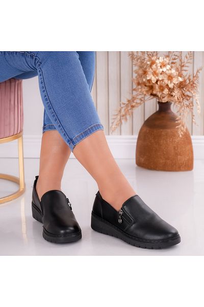 MODA STİL Women's Casual Shoes Black Made of Organic Leather Melona, ​​38