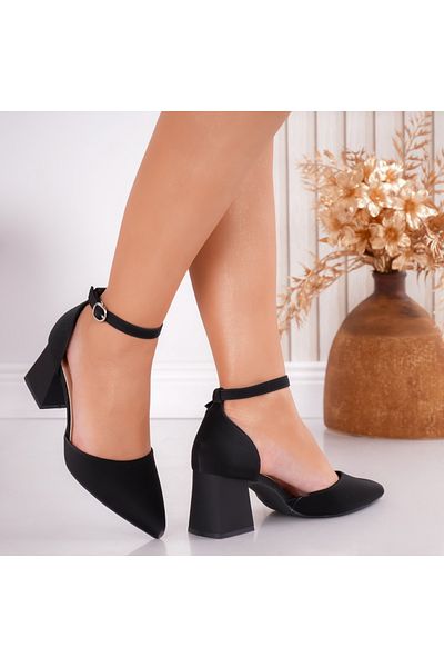 MODA STİL Women's Black Heeled Shoes Made of Desea Textile, 36