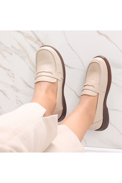 MODA STİL Women's casual shoes Beige made of natural leather Sendiana, 40