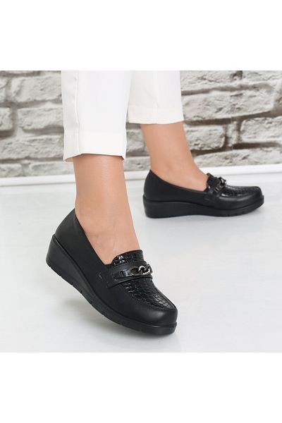 MODA STİL Women's Black Patent Leather Shoes Diba, 40