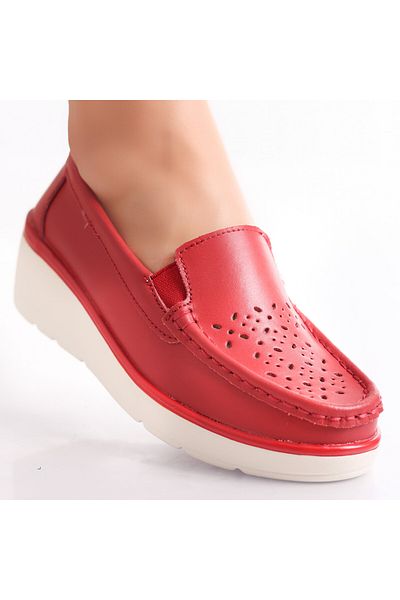 MODA STİL Women's casual red shoes made of natural leather Avril, 41