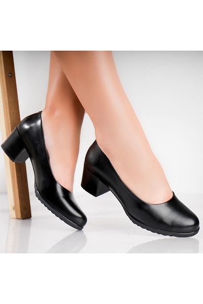 MODA STİL Women's Black Heeled Shoes Made of Selya Eco-Leather, 40