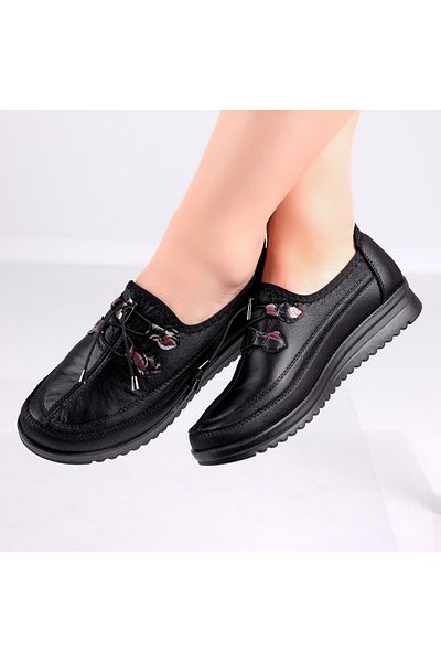 MODA STİL Women's Casual Black Shoes Made of Ecological Leather Anetia, 41
