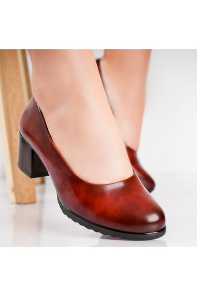 MODA STİL Women's shoes with a Bordeaux heel made of Selya Eco-leather, 36