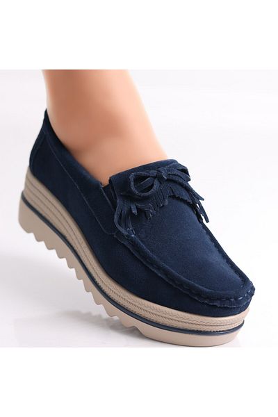 MODA STİL Women's Navy Blue Suede Platform Shoes Asion, 39