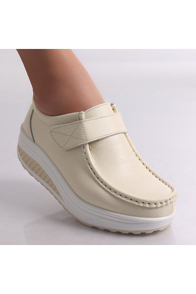 MODA STİL Women's Casual Beige Shoes Made of Genuine Leather Rachel, 38