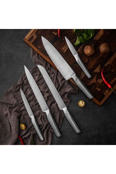 Parfait 6-Piece Kitchen Knife with Magnetic Block Set Silver and Black