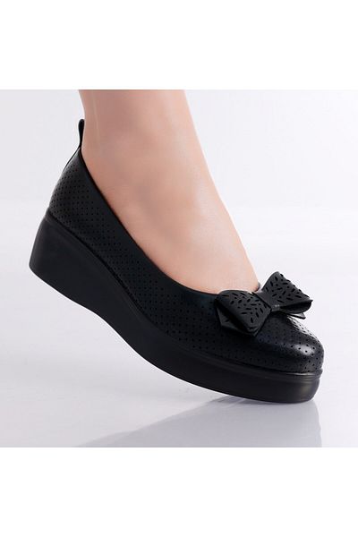 MODA STİL Women's Black Platform Shoes Made of Eco-Leather Yolina, 38