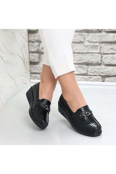 MODA STİL Women's Black Patent Leather Shoes Diba, 40