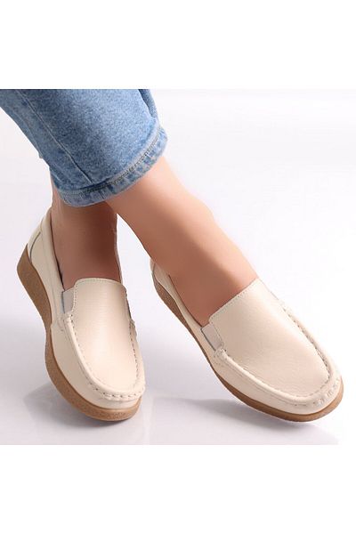 MODA STİL Women's casual shoes, beige, genuine leather, Danina, 40
