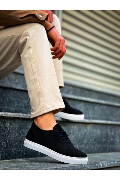 EBRUS TREND Et-Kb-101 Black Knitwear Lace-Up Casual Men's Shoes