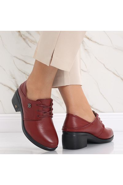 MODA STİL Women's Red Heeled Shoes Made of Genuine Leather Daruisa, 36
