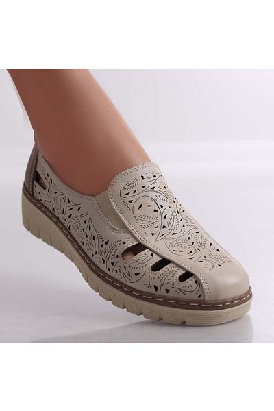 MODA STİL Women's Casual Shoes Beige Made of Ecological Leather Nelea, 40
