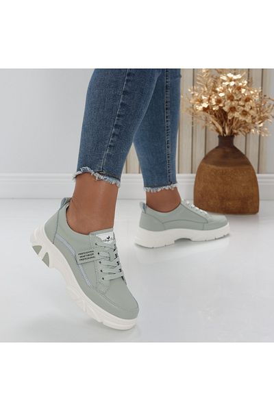 MODA STİL Women's casual shoes Mint Green made of natural leather Mika, 40