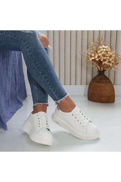 MODA STİL Women's casual shoes White made of natural leather Issa, 37