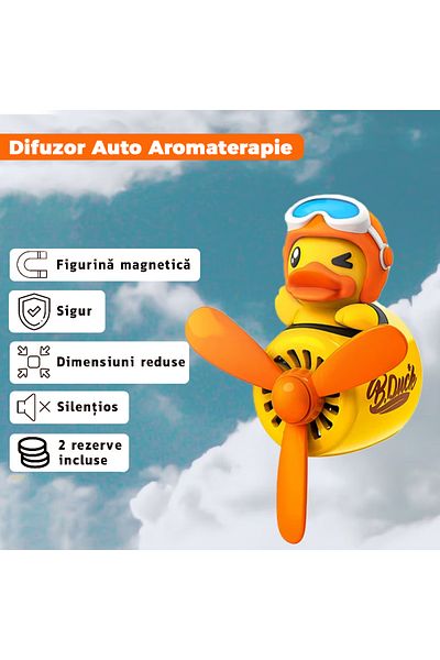 Teno Teno® car pilot yellow duck Aromatherapy Car Diffuser, air freshener kit, 2 scents included