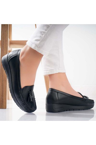MODA STİL Women's Casual Shoes Black Made of Eco-Leather Casane, 36