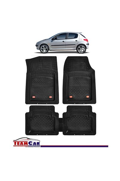 TEAMCAR ® Car Mats Tray Type Peugeot 206 Hatchback (1998-2012) Black Durable Material