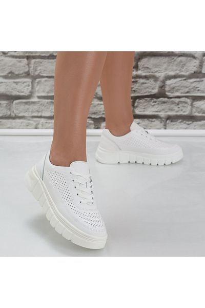 MODA STİL Women's casual shoes White made of natural leather Brynin, 38