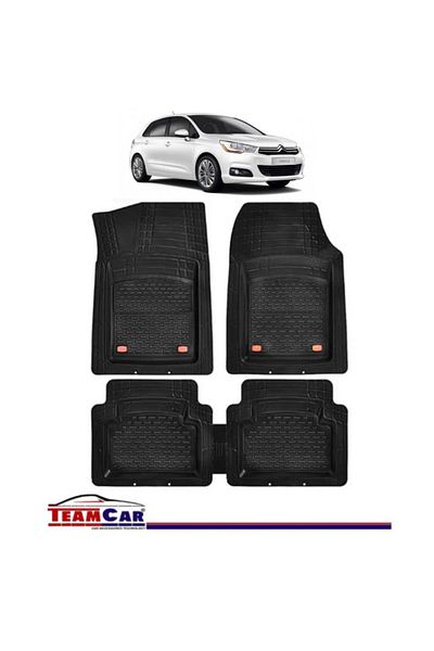 TEAMCAR Covorașe auto tip tavă compatibile cu Citroen C4 II (2010-2020), negre, material durabil