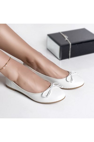 MODA STİL Women's white ballerinas, eco-leather, amany, 40