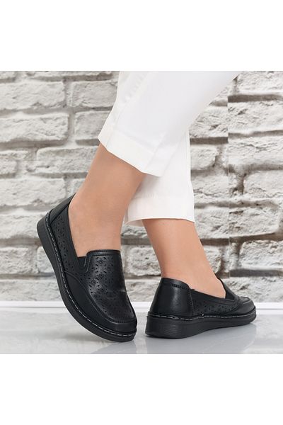 MODA STİL Women's Casual Shoes Black Hudiana Ecological Leather, 41