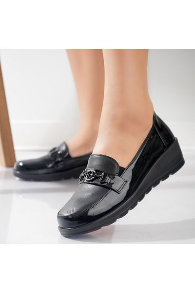 MODA STİL Women's Casual Black Shoes Made of Ecological Leather Klodi, 39