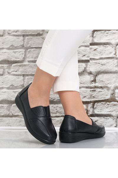 MODA STİL Women's Casual Shoes Black Made of Risan Eco-Leather, 41